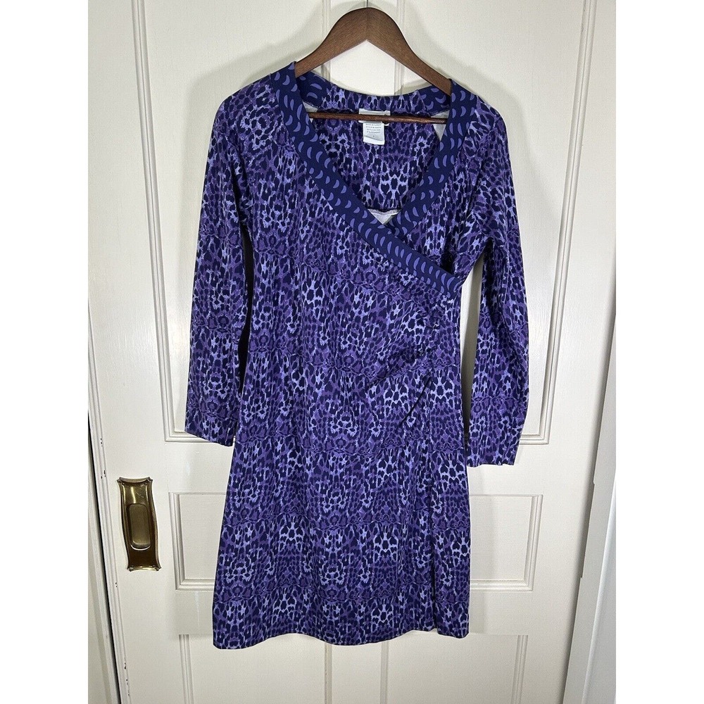 Soft Surroundings Women’s Faux Wrap Dress Animal Print Purple Size Small